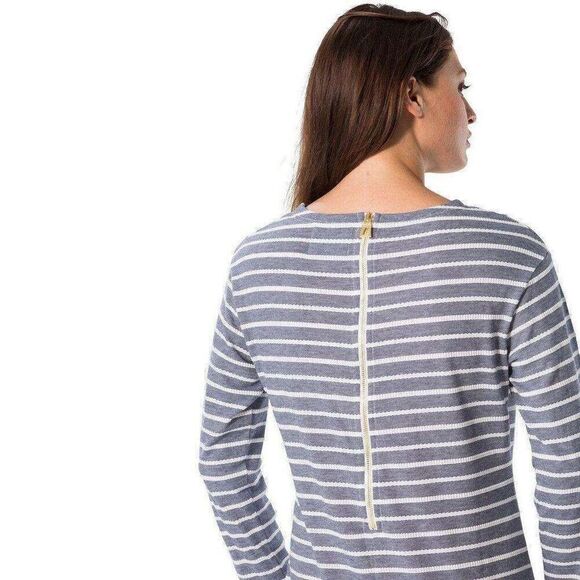 Sail to Sable Textured Knit Striped Long Sleeve Dress Navy White Size Small EUC - Picture 10 of 11